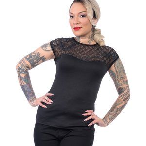 NWT Small Rocksteady Lillie Black Rockabilly Retro Goth Top Modcloth
